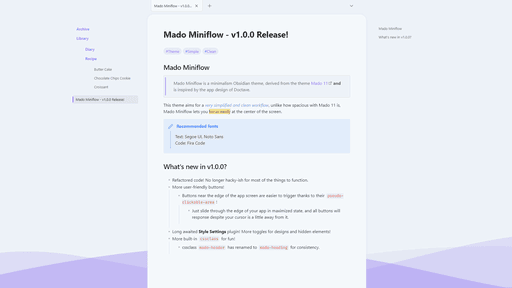 Obsidian-Theme-Mado-Miniflow